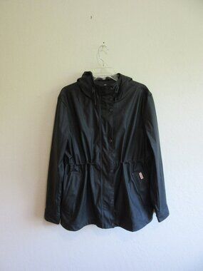 HUNTER Original Black L Rain Jacket Cinch Waist Hoodie Jacket